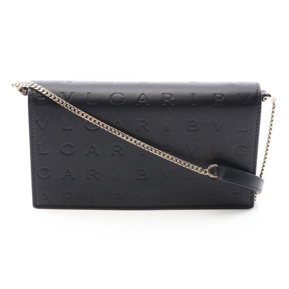 Bulgari BVLGARI Infinitetum Shoulder Bag Handbag Leather Women's Black